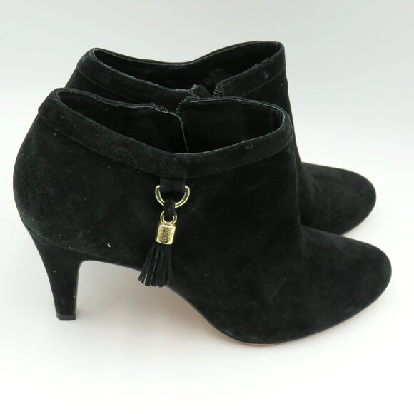 Vince Camuto Boots Sz 10 Black Suede Tassel Zip Ankle Booties Stiletto 3.5" Heel - Picture 2 of 12